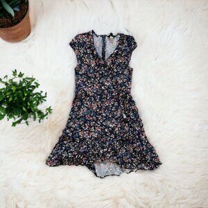 J. Crew Cottage Core Blue Wrap Ruffle Mini Dress V Neck Casual Elegant Sz 4